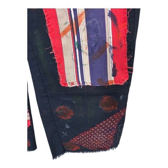 Dickies Reworked Upcycled Pants Women’s Patches Boho Ankle Length Frayed - Picture 2 of 6